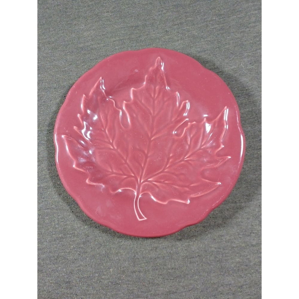 Longaberger Pottery‎ Falling Leaves Paprika Plate Red Made In USA  Retired 7"